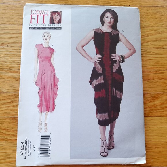 Dress Sewing Pattern Size 32"-55" Bust Vogue 1234 Artsy Loose Pullover UNCUT - Picture 1 of 10